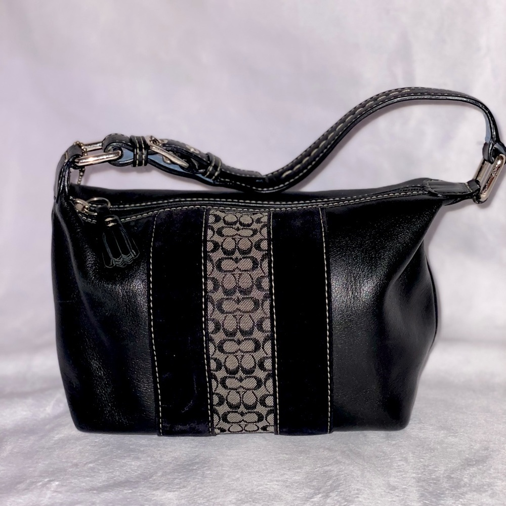 Coach small bag black with light blue interior